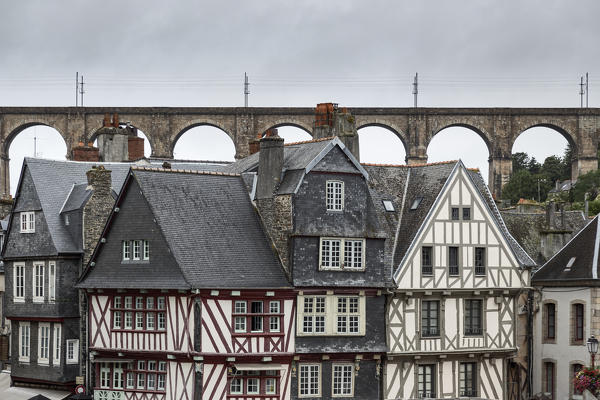 Brittany, Finistère, France. Morlaix city, view of the viaduct