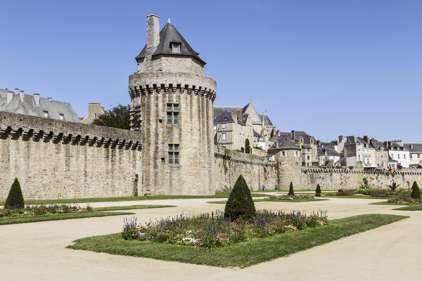 Brittany, Morbihan, Vannes, France. City walls of Vannes