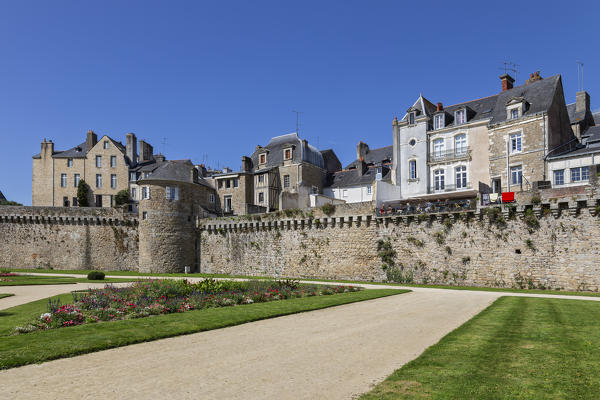 Brittany, Morbihan, Vannes, France. City walls of Vannes