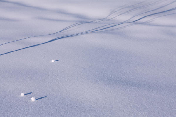 Orsiera Rocciavre Park, Chisone Valley, Piedmont, Italy.  Shadows on the snow