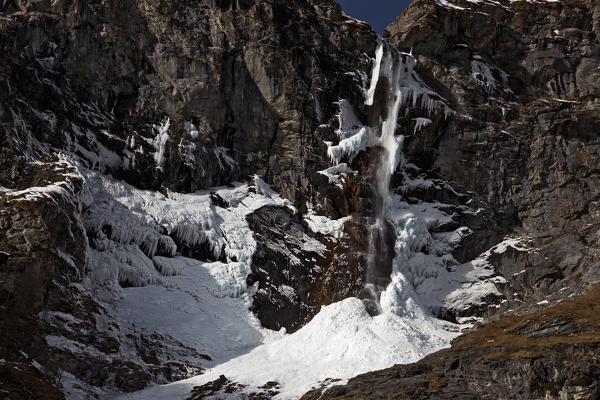 Germanasca valley, Piedmont,Turin, Italy. Pis piedmont waterfall