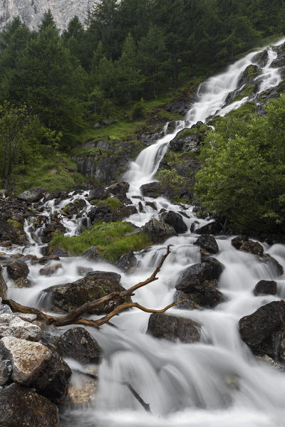 Maira valley (Valle Maira), Cuneo province,Piedmont, Italy, Europe. Stroppia waterfalls