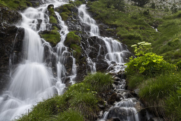 Maira valley (Valle Maira), Cuneo province,Piedmont, Italy, Europe. Stroppia waterfalls
