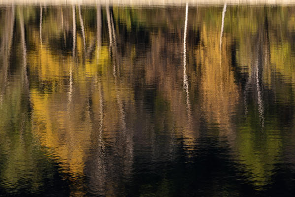 Chisone Valley, Piedmont,Turin,Italy. Autumn reflections on the mountain lake