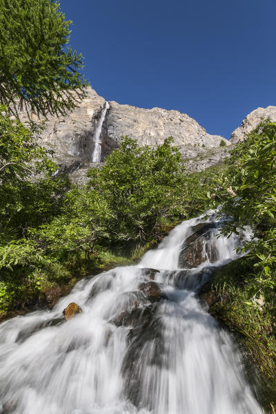Maira valley (Valle Maira), Cuneo province,Piedmont, Italy, Europe. Stroppia waterfalls