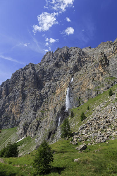 Maira valley (Valle Maira), Cuneo province,Piedmont, Italy, Europe. Stroppia waterfalls