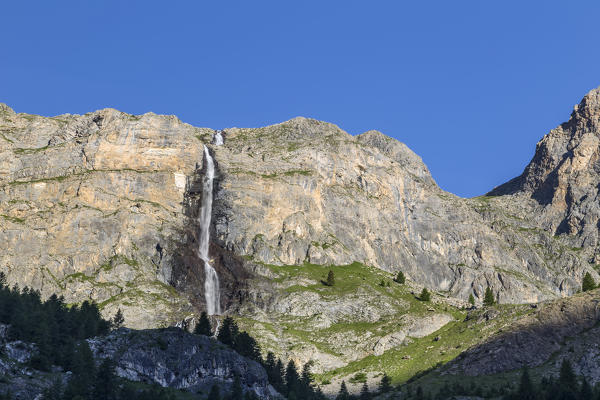 Maira valley (Valle Maira), Cuneo province,Piedmont, Italy, Europe. Stroppia waterfalls