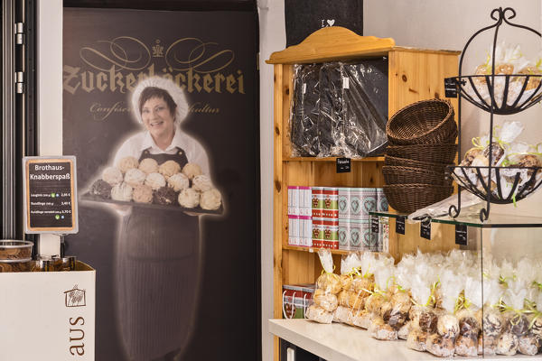 Rothenburg ob der Tauber, Bavaria, Germany, Europe. German typical products (Schneeballen)