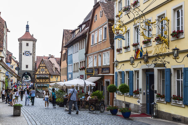 Rothenburg ob der Tauber, Bavaria, Germany, Europe. The typical houses in the Rothenburg ob der Tauber