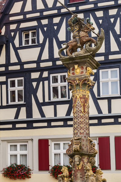Rothenburg ob der Tauber, Bavaria, Germany, Europe. The typical houses in the Rothenburg ob der Tauber