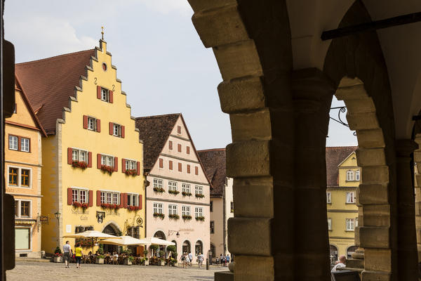 Rothenburg ob der Tauber, Bavaria, Germany, Europe. The typical houses in the Rothenburg ob der Tauber