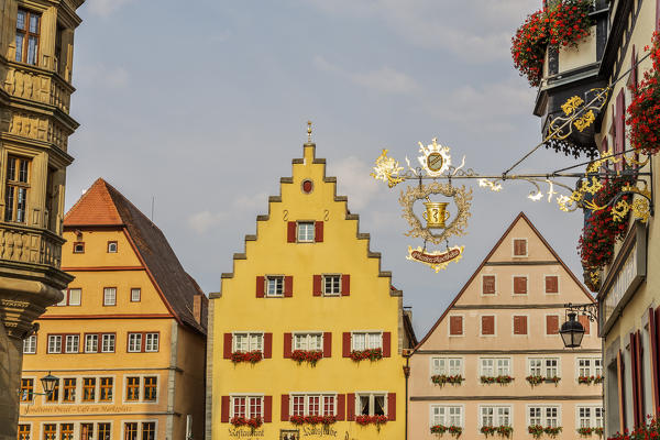 Rothenburg ob der Tauber, Bavaria, Germany, Europe. The typical houses in the Rothenburg ob der Tauber