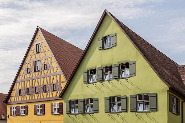 Dinkelsbühl, Bavaria, Germany, Europe. The typical houses in the Dinkelsbuhl
