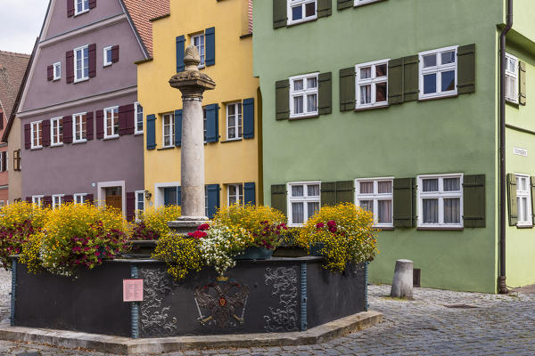 Dinkelsbühl, Bavaria, Germany, Europe. The typical houses in the Dinkelsbuhl