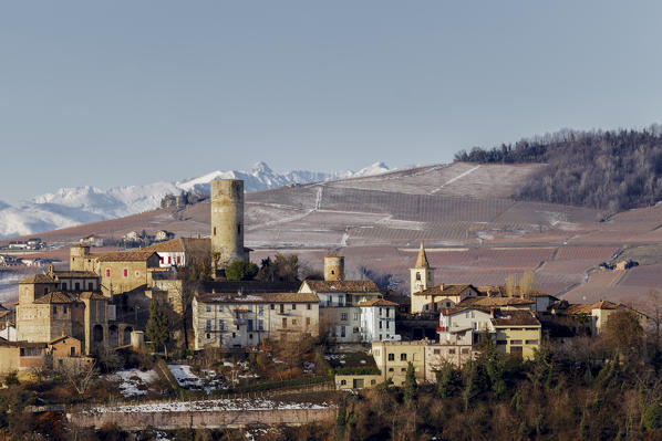 Langhe, Cuneo district, Piedmont, Italy. Barolo wine region, Castiglione Falletto castle