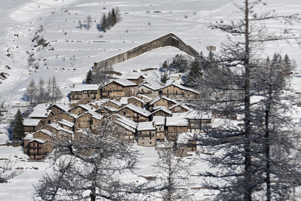 Orsiera Rocciavre Park, Chisone Valley,Turin, Piedmont, Italy. Winter Orsiera Rocciavre Park,Pequerel village 