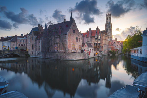 Brudges old town during evening. Bruges, Belgium 