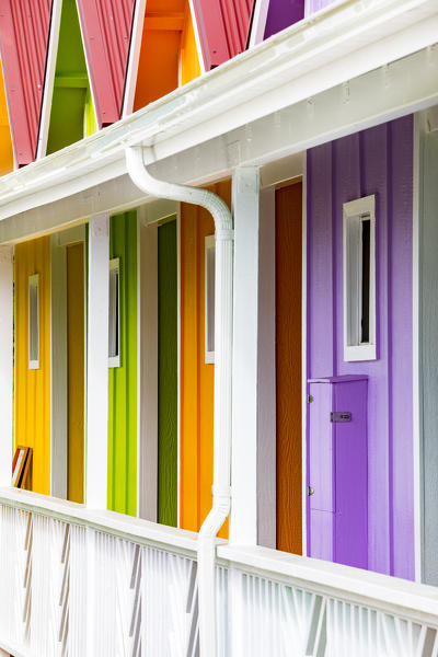 Colorful houses near Kapaa, Kauai island, Hawaii, USA