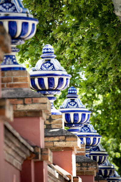 Details of Plaza de Espana azulejos. Seville, Andalucia, Spain