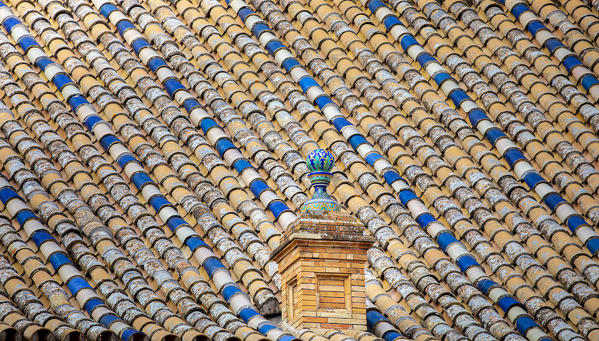 Details of Plaza de Espana azulejos. Seville, Andalucia, Spain