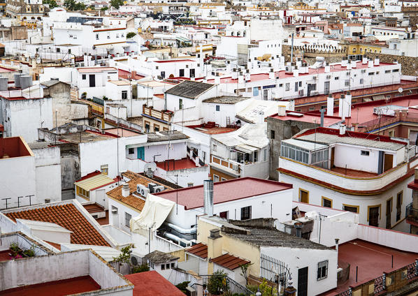 High view of Seville from Metropol Parasol public walking sculpture. Seville, Andalucia, Spain