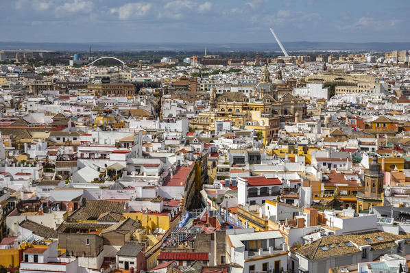 A high view of Seville, from Giralda Tower. Seville Cathedral, Seville, Andalucia, Spain