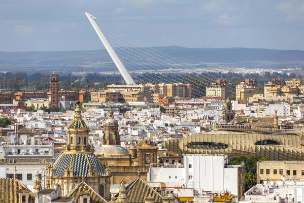 A high view of Seville, from Giralda Tower. Seville Cathedral, Seville, Andalucia, Spain