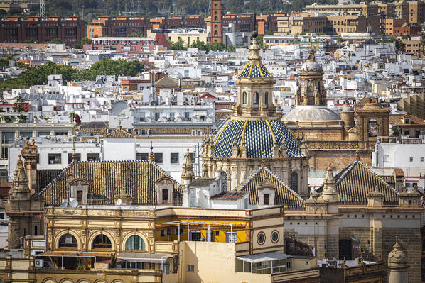 A high view of Seville, from Giralda Tower. Seville Cathedral, Seville, Andalucia, Spain