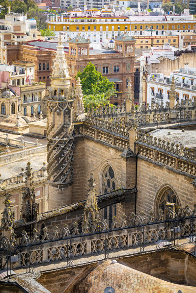 A high view of Seville, from Giralda Tower. Seville Cathedral, Seville, Andalucia, Spain