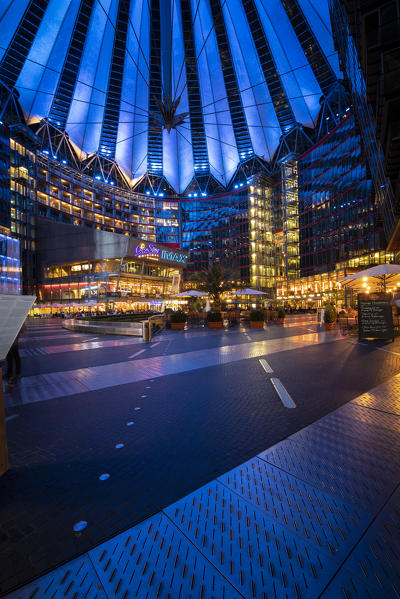 Potsdamer platz at night, Tiergarten district, Berlin, Germany