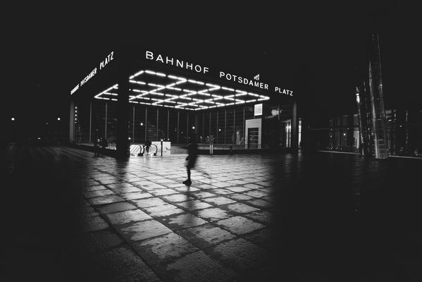 Potsdamer platz at night, Tiergarten district, Berlin, Germany
