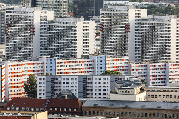 High view of Alexanderplatz, Mitte district, Berlin, Germany