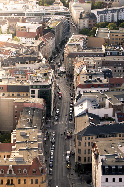 High view of Alexanderplatz, Mitte district, Berlin, Germany