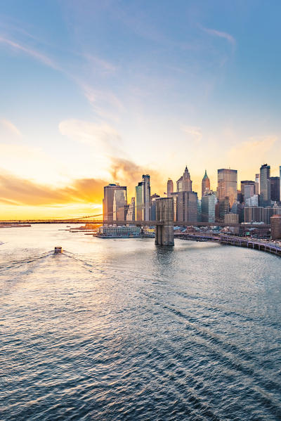 A view of New York city and Brooklyn bridge  from Manhattan Bridge. Manhattan, New York City, New York, USA.
