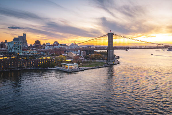 A view of New York city and Brooklyn bridge  from Manhattan Bridge. Manhattan, New York City, New York, USA.