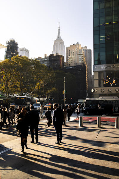People in Manhattan under Empire State Building, Manhattan, New York, USA