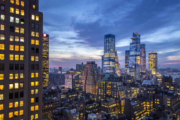 The Hudson Yards during evening. Manhattan, New York, USA