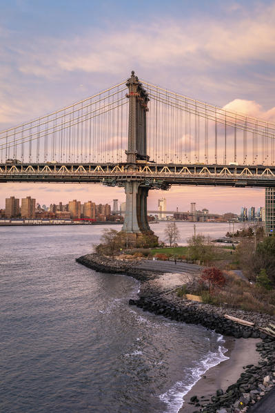 Manhattan bridge during sunset, New York, USA