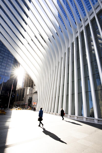 External view of Oculus, Architect Calatrava building part of World Trade Center. Manhattan, New York, USA