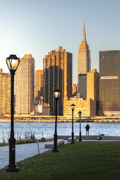 New York City Skyline from Queens at sunrise. New York, USA