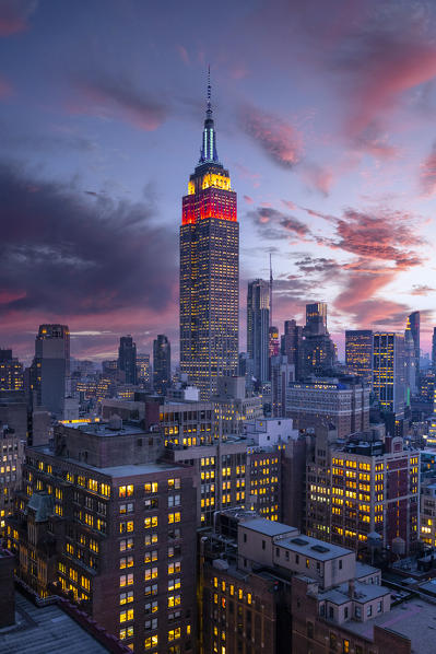 Empire state buildings at evening, New York City, USA