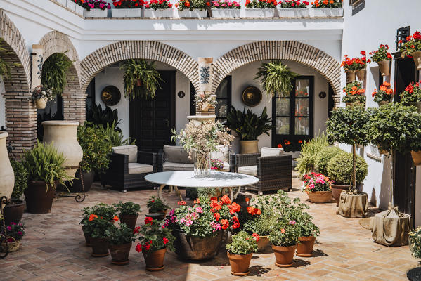 Interior of a patio in the city of Cordoba, Andalusia, Spain.