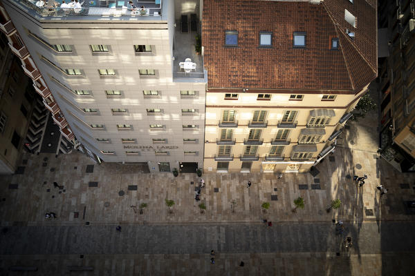 Almost vertical view of City of Malaga old Town, Andalusia, Spain.