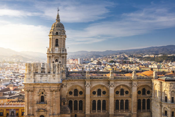 Elevated view of Malaga old town, Andalusia, Spain