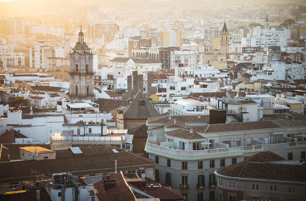 Elevated view of Malaga old town, Andalusia, Spain
