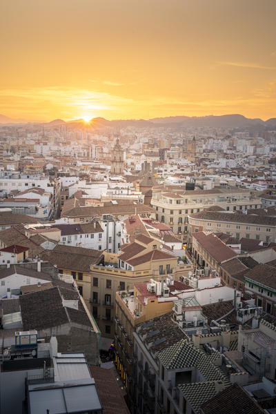 Elevated view of Malaga old town, Andalusia, Spain