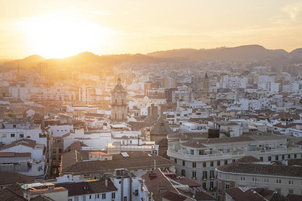 Elevated view of Malaga old town, Andalusia, Spain