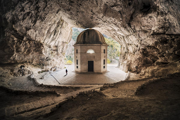 The incredible Valadier temple, built into a giant rock cave near Genga village, Ancona province, Marche, Italy