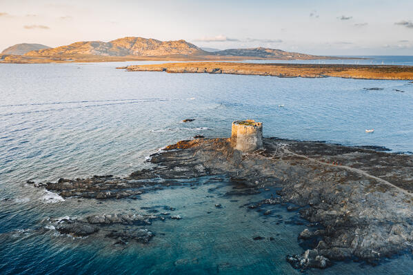 Aerial view of Stintino beach. Stintino, Sassari province, Sardegna, Italy