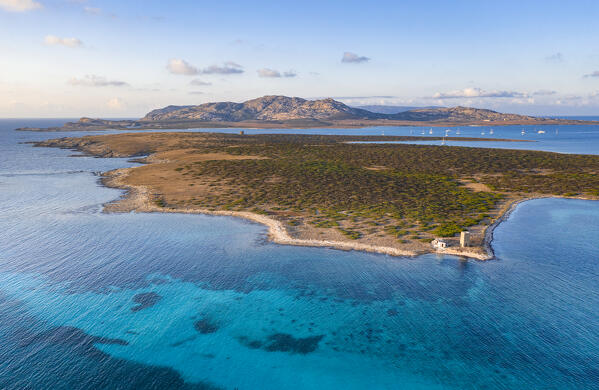 Aerial view of Stintino beach. Stintino, Sassari province, Sardegna, Italy